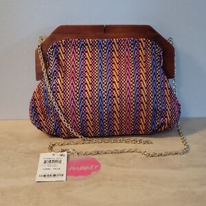 NWT - INC Vibrant Multicolor Chain Clutch